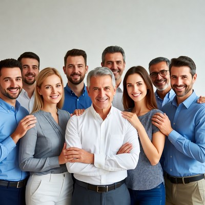 Diverse business team smiling together