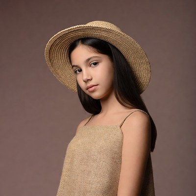 Girl wearing straw hat