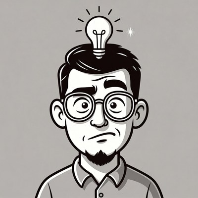 Cartoon man with idea lightbulb