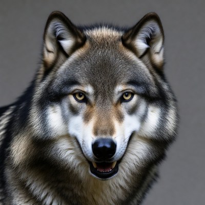 Gray wolf close-up portrait