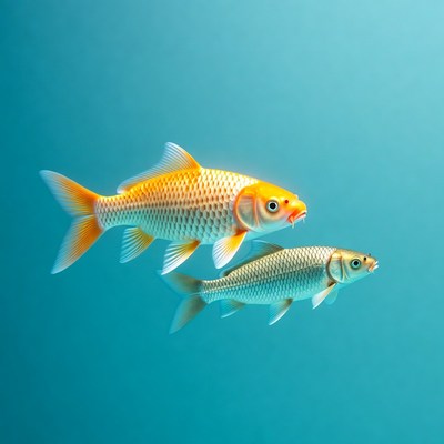 Orange and Silver Koi Fish Swimming
