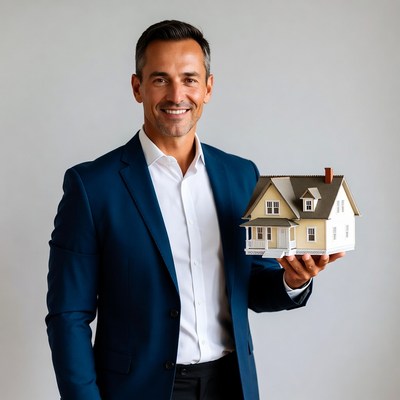 Man holding small house model
