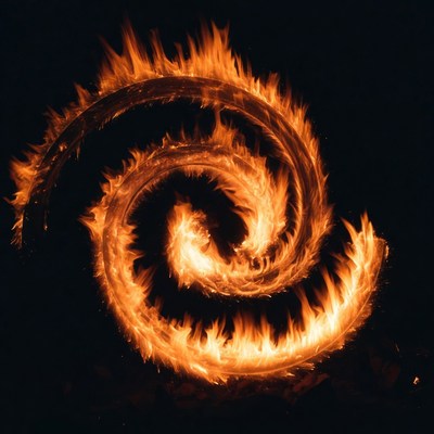 Spiral Fire Vortex on Black Background