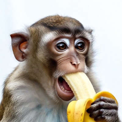 Monkey eating banana