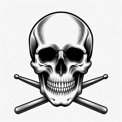 Skull with Crossed Drumsticks