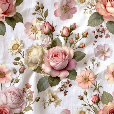 Pink Roses Floral Seamless Pattern