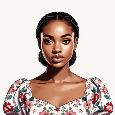 African-American woman in floral dress