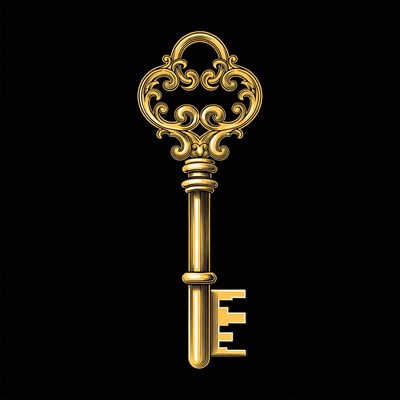 Ornate Golden Key Illustration