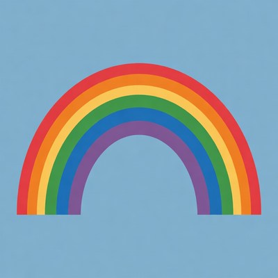 Colorful Rainbow on Blue Background