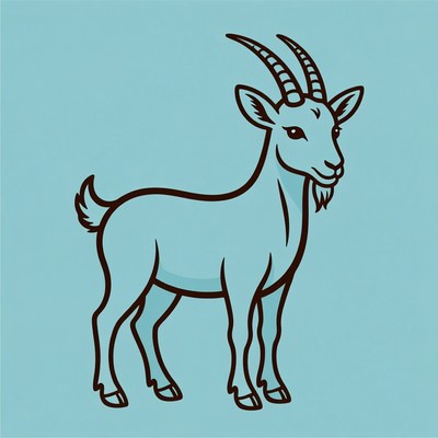 Cartoon Goat on Blue Background