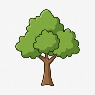Cartoon Green Tree Illustration
