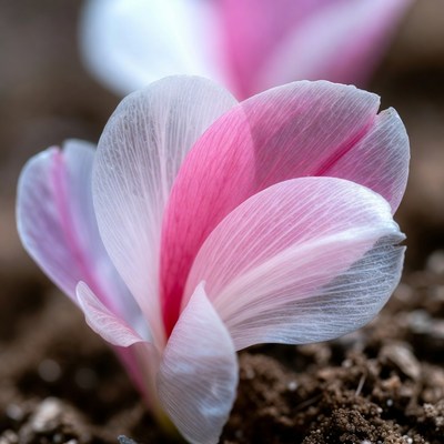Pink and White Cyclamen Flower Blooming