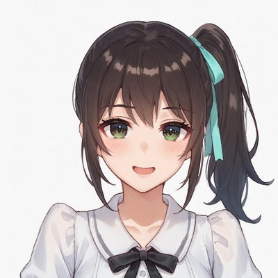 Anime girl with ponytail smiling