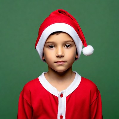 Boy in Santa hat and suit
