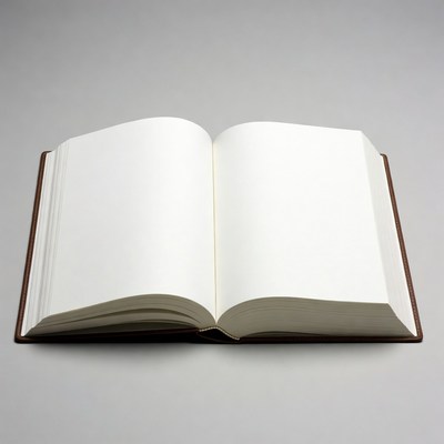 Open Blank Book on Gray Background