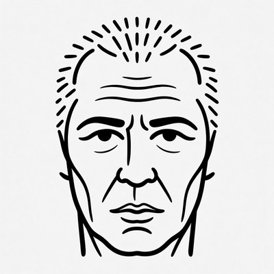 Balding man line art portrait