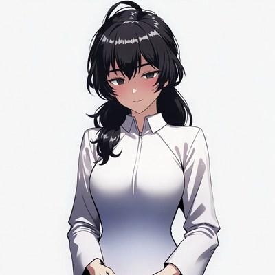 Anime girl in tight white shirt