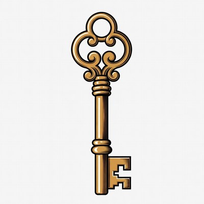 Ornate Golden Key Illustration