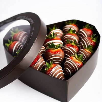 Chocolate Covered Strawberries in Heart Box