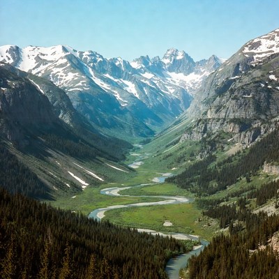 Mountain Valley with Winding River