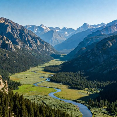 Mountain Valley with Winding River