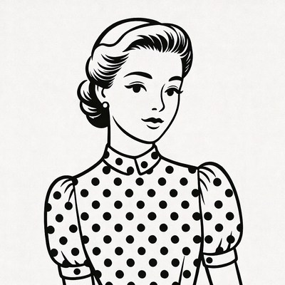 Vintage woman in polka dot dress