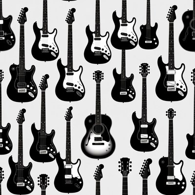 Black Silhouette Electric Guitars Pattern
