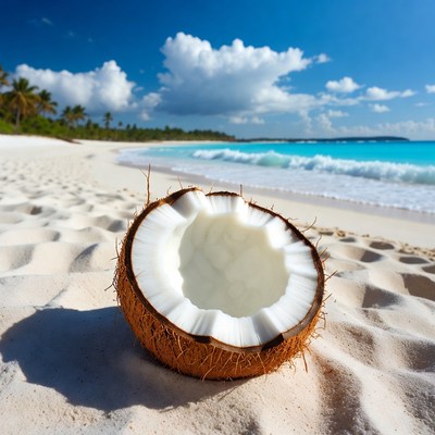 Fresh Coconut on Tropical Beach