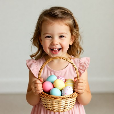 Girl holding Easter egg basket