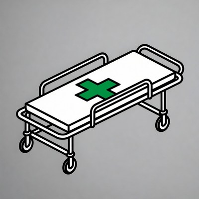 Medical Stretcher with Green Cross