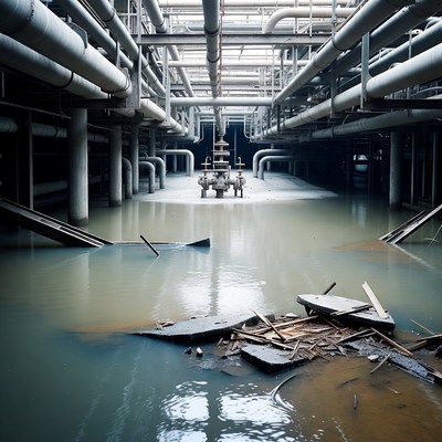 Flooded Industrial Pipe Room