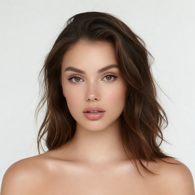 Beautiful woman with wavy brown hair