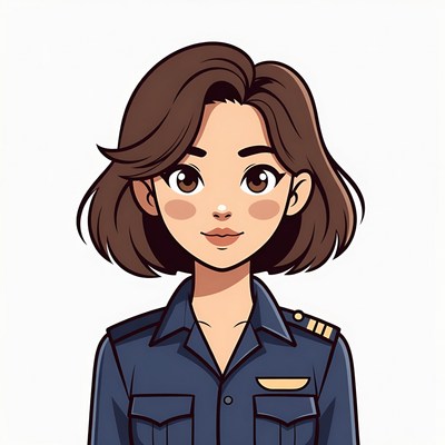 Cartoon female pilot portrait