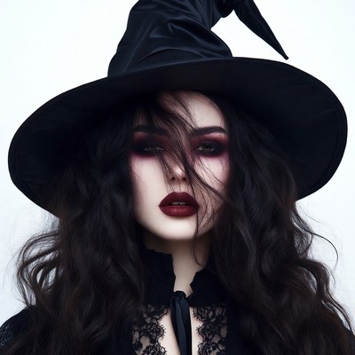 Woman in Black Witch Hat