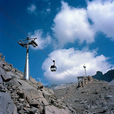 Cable Car Over Rocky Mountains