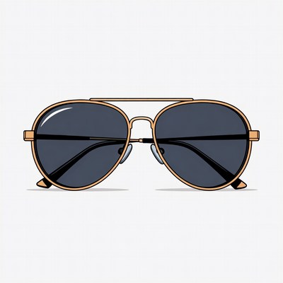 Gold aviator sunglasses illustration