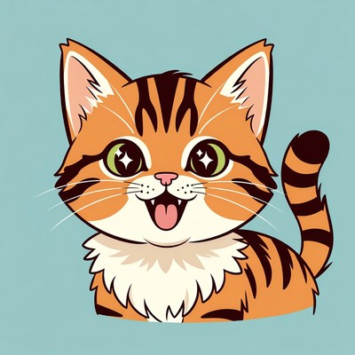 Cute orange tabby cat illustration