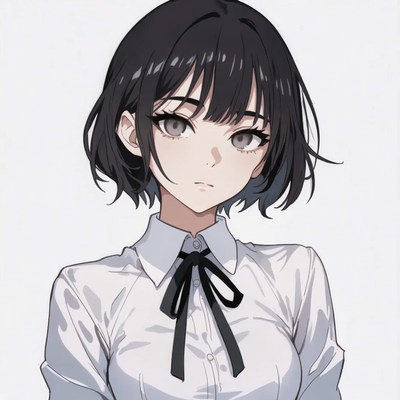 Anime girl in white shirt with bowtie