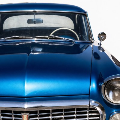 Shiny Blue Vintage Car Front
