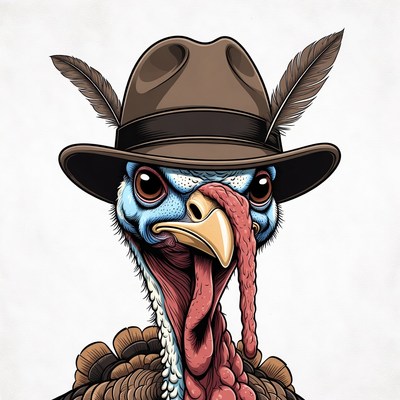 Turkey wearing fedora hat