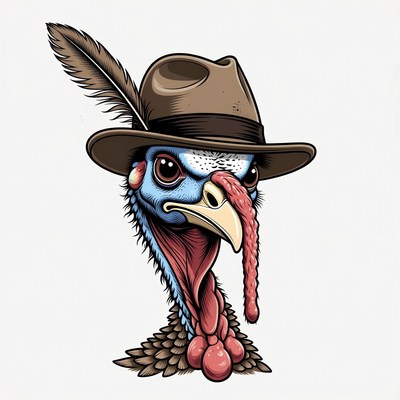 Turkey wearing feather hat
