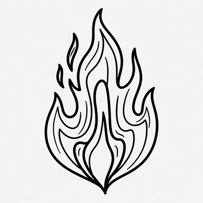 Flaming Fire Outline Illustration