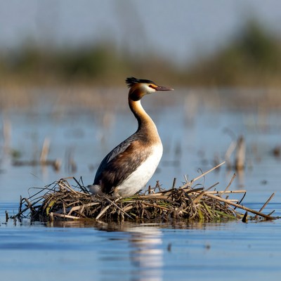 Great Crested Grebe on nest
