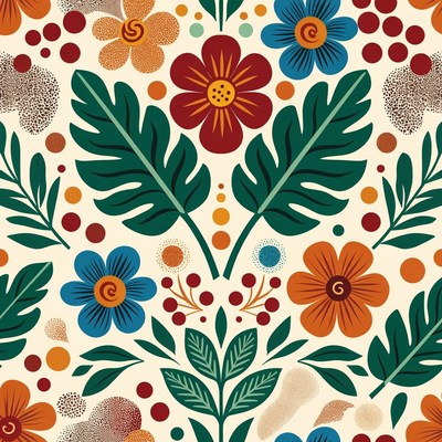Colorful Floral Folk Art Pattern
