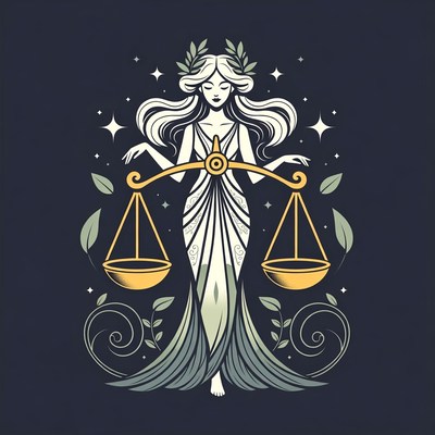 Lady Justice Holding Scales Illustration