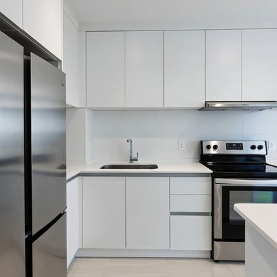 Modern White Kitchen with Stainless Appliances