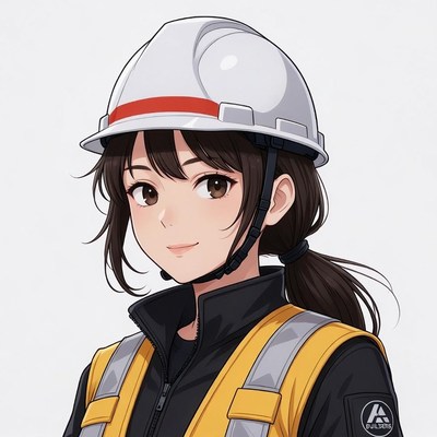 Anime girl wearing safety helmet