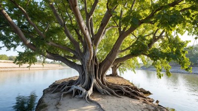 Large Banyan Tree by River