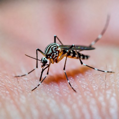 Mosquito on human skin