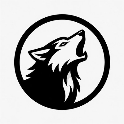 Howling Wolf Head in Circle